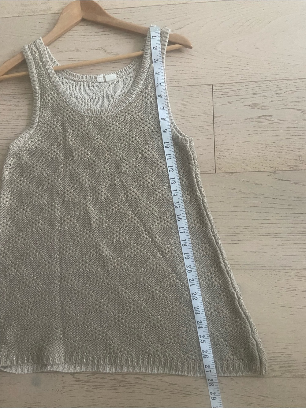 MOTH by Anthropologie Sana Foil Knit Sweater Tank Gold Medium Crochet EUC - Picture 5 of 6